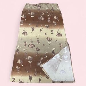 Y2K Floral Maxi Skirt L/XL 🤎 Brown Cream Slit | Coastal Grandma Boho Vintage